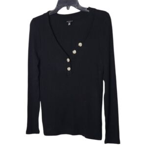 Lucky BRAND Black V-Neck Sweater